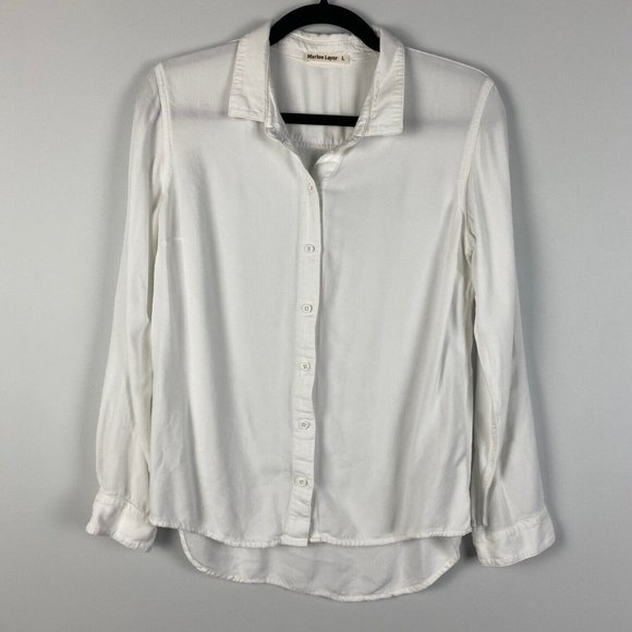 Marine Layer Women's Button Up Shirt Large Long Sleeve White Top - Picture 1 of 7